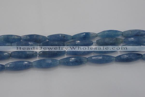 CCN1720 15.5 inches 10*30mm faceted rice candy jade beads