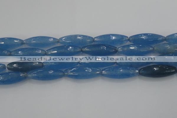 CCN1725 15.5 inches 14*40mm faceted rice candy jade beads