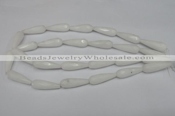 CCN197 15.5 inches 10*30mm faceted teardrop candy jade beads