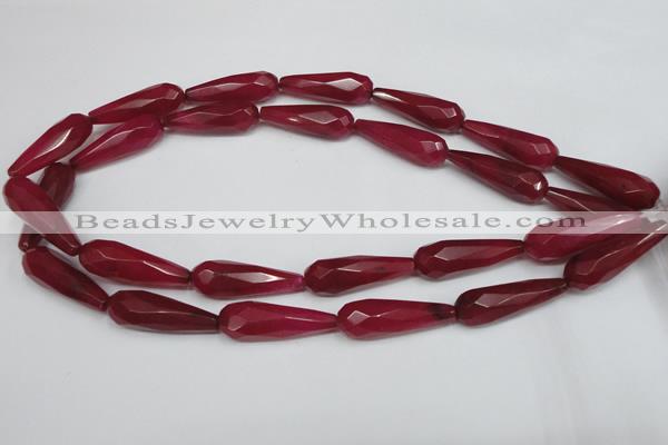 CCN198 15.5 inches 10*30mm faceted teardrop candy jade beads