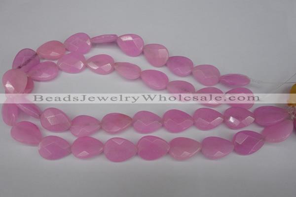 CCN2190 15.5 inches 15*20mm faceted flat teardrop candy jade beads