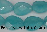 CCN2194 15.5 inches 15*20mm faceted flat teardrop candy jade beads