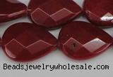 CCN2330 15.5 inches 18*25mm faceted flat teardrop candy jade beads