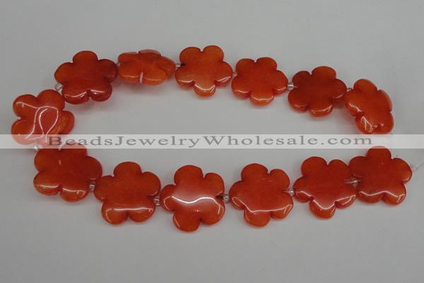 CCN2353 15.5 inches 30mm carved flower candy jade beads wholesale