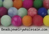 CCN2554 15.5 inches 10mm round mixed color matte candy jade beads