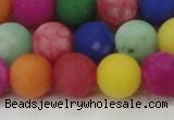 CCN2556 15.5 inches 14mm round mixed color matte candy jade beads