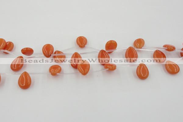 CCN2679 Top-drilled 13*18mm flat teardrop candy jade beads