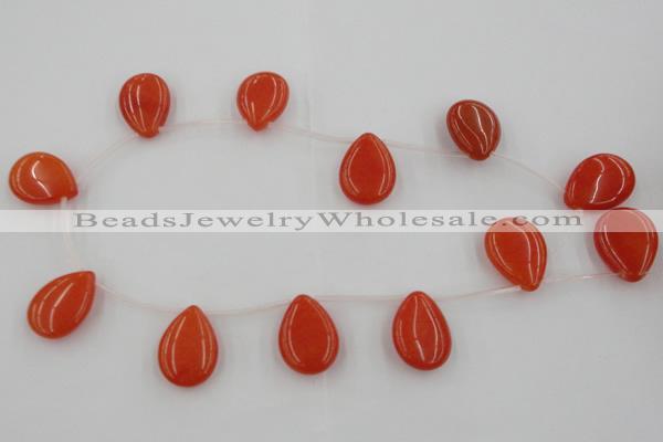 CCN2705 Top-drilled 18*25mm flat teardrop candy jade beads