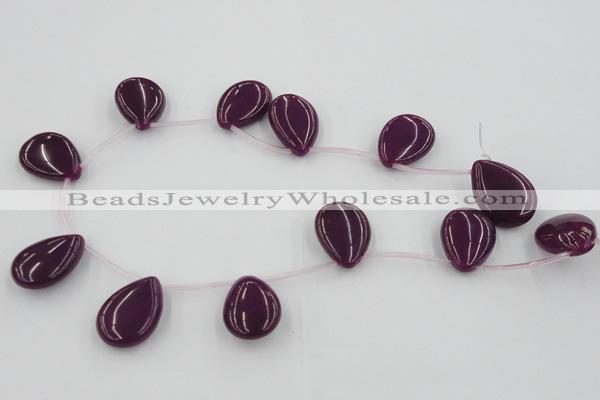 CCN2708 Top-drilled 18*25mm flat teardrop candy jade beads