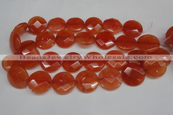 CCN271 15.5 inches 25mm faceted coin candy jade beads wholesale