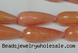 CCN2883 15.5 inches 10*30mm faceted teardrop candy jade beads