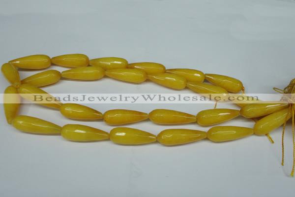 CCN2886 15.5 inches 10*30mm faceted teardrop candy jade beads