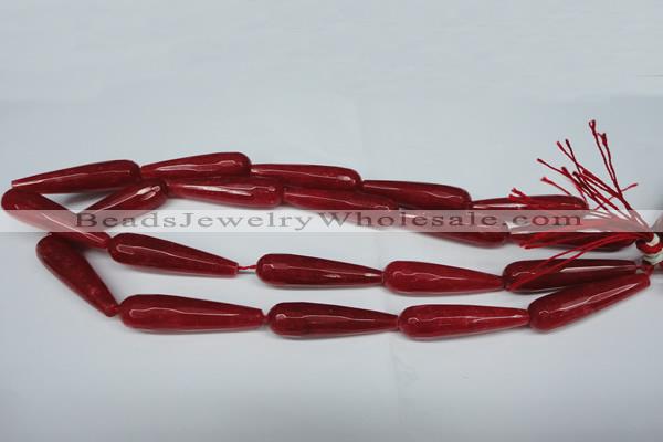 CCN2891 15.5 inches 10*40mm faceted teardrop candy jade beads