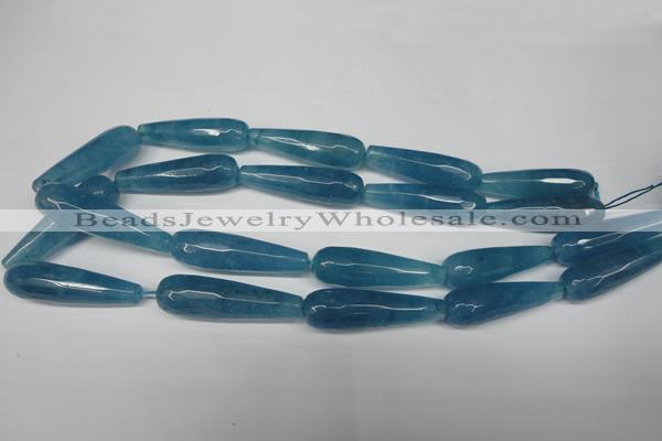 CCN2894 15.5 inches 10*40mm faceted teardrop candy jade beads