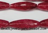 CCN2911 15.5 inches 10*30mm faceted rice candy jade beads