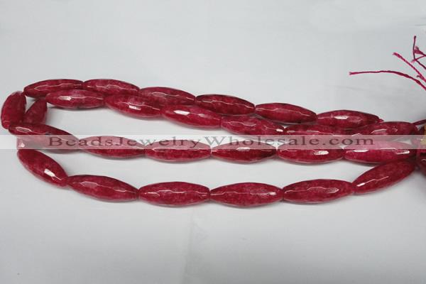 CCN2911 15.5 inches 10*30mm faceted rice candy jade beads