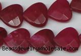 CCN345 15.5 inches 15*15mm faceted heart candy jade beads wholesale