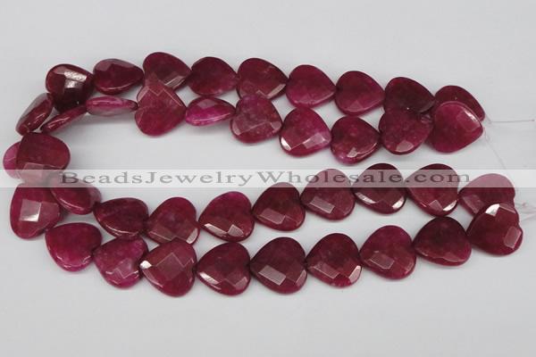 CCN359 15.5 inches 20*20mm faceted heart candy jade beads wholesale