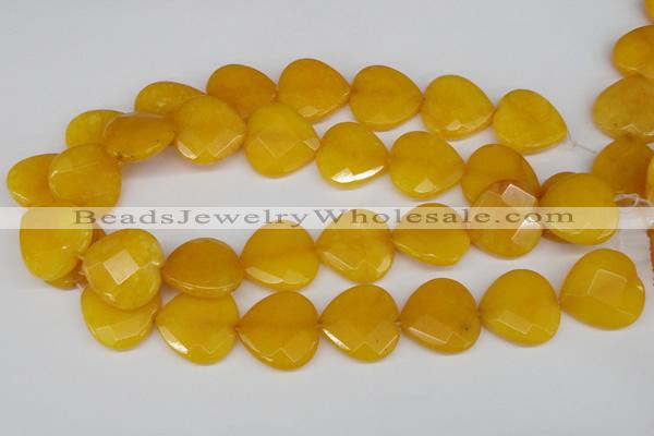 CCN370 15.5 inches 25*25mm faceted heart candy jade beads wholesale