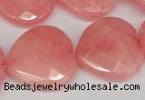 CCN372 15.5 inches 25*25mm faceted heart candy jade beads wholesale