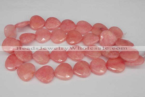 CCN372 15.5 inches 25*25mm faceted heart candy jade beads wholesale