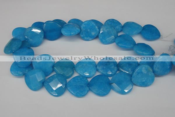 CCN377 15.5 inches 25*25mm faceted heart candy jade beads wholesale