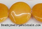 CCN3840 15.5 inches 30mm flat round candy jade beads wholesale