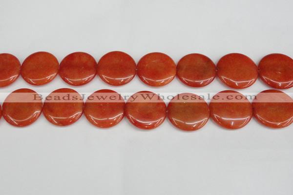 CCN3841 15.5 inches 30mm flat round candy jade beads wholesale