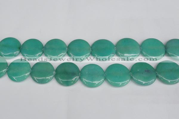 CCN3844 15.5 inches 30mm flat round candy jade beads wholesale