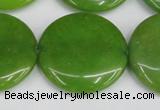 CCN3845 15.5 inches 30mm flat round candy jade beads wholesale