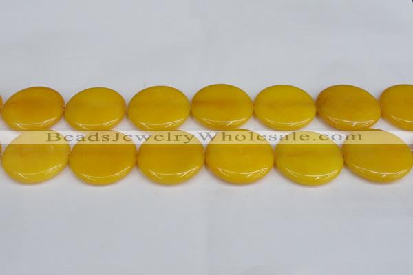 CCN3850 15.5 inches 35mm flat round candy jade beads wholesale