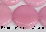 CCN3851 15.5 inches 35mm flat round candy jade beads wholesale