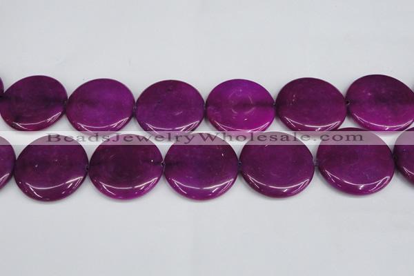 CCN3854 15.5 inches 35mm flat round candy jade beads wholesale