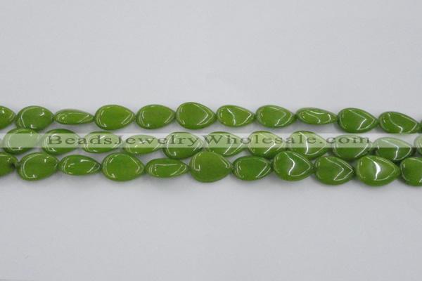 CCN3868 15.5 inches 13*18mm flat teardrop candy jade beads