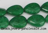 CCN388 15.5 inches 15*20mm faceted flat teardrop candy jade beads