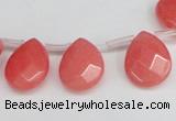 CCN3928 Top-drilled 12*15mm briolette candy jade beads wholesale