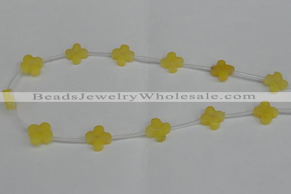 CCN3946 15.5 inches 15mm carved flower candy jade beads wholesale