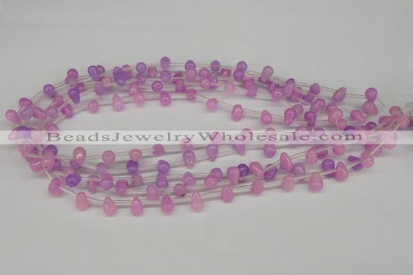 CCN430 15.5 inches Top-drilled 6*9mm teardrop candy jade beads