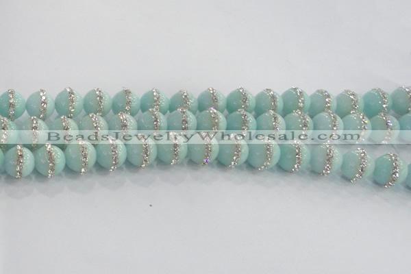 CCN4611 15.5 inches 8mm round candy jade with rhinestone beads