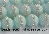 CCN4612 15.5 inches 10mm round candy jade with rhinestone beads