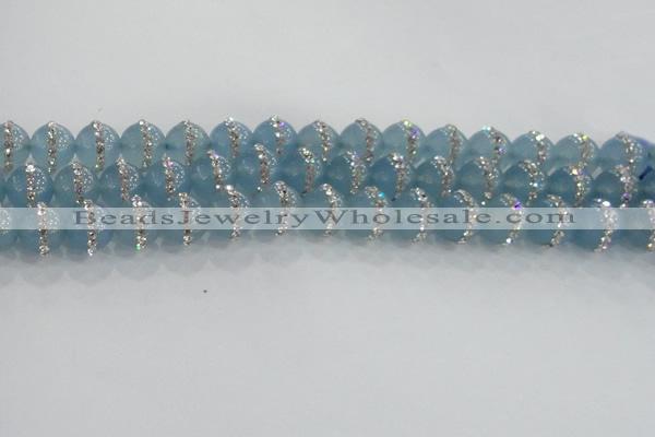 CCN4618 15.5 inches 12mm round candy jade with rhinestone beads