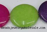 CCN510 15.5 inches 30mm flat round candy jade beads wholesale