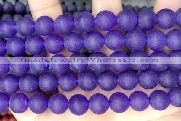 CCN6363 15.5 inches 6mm, 8mm, 10mm & 12mm round matte candy jade beads