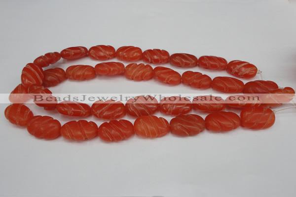 CCN682 15.5 inches 15*23mm carved oval candy jade beads wholesale