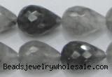 CCQ111 15.5 inches 15*22mm faceted teardrop cloudy quartz beads