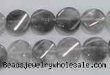 CCQ127 15.5 inches 12mm twisted coin cloudy quartz beads wholesale