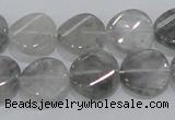 CCQ128 15.5 inches 15mm twisted coin cloudy quartz beads wholesale