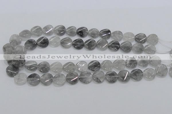 CCQ128 15.5 inches 15mm twisted coin cloudy quartz beads wholesale