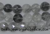 CCQ134 15.5 inches 10mm faceted coin cloudy quartz beads wholesale