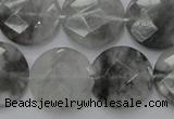 CCQ137 15.5 inches 20mm faceted coin cloudy quartz beads wholesale